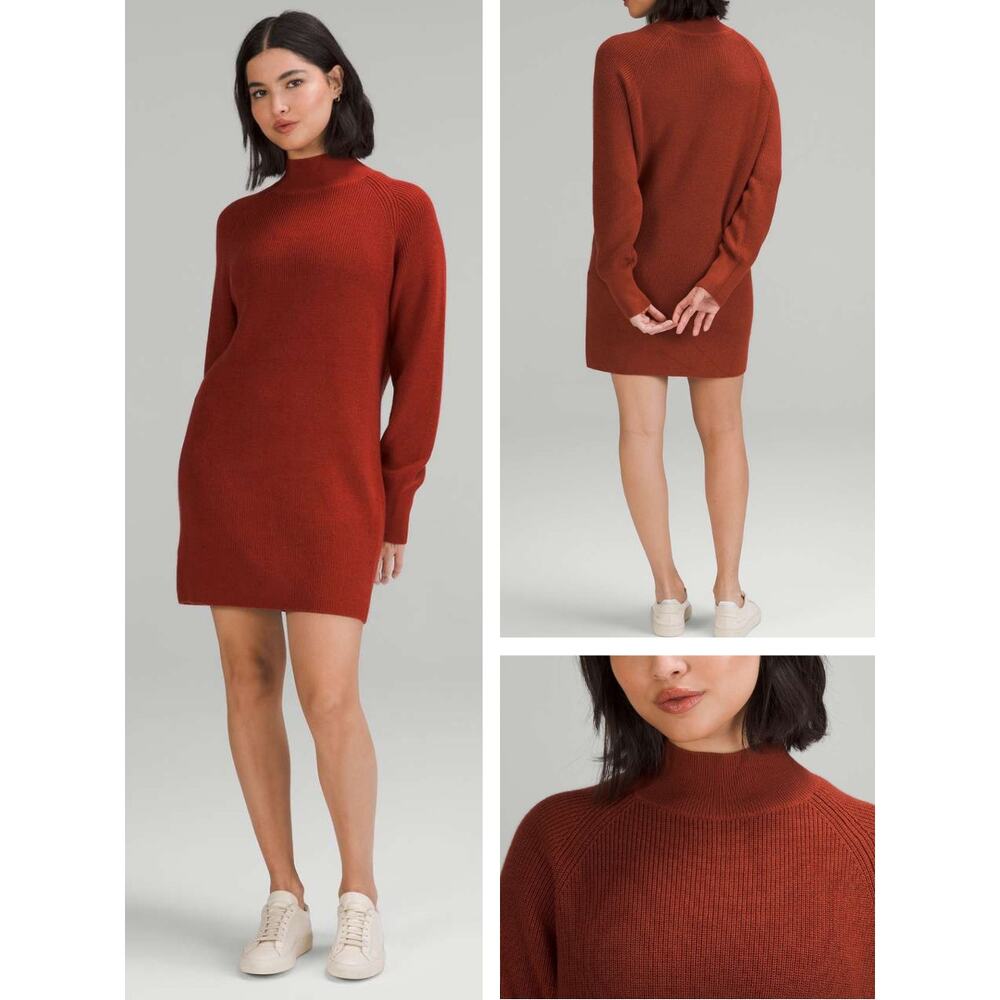 LULULEMON Merino Wool-Blend Knit Dress Size 4 Cayenne